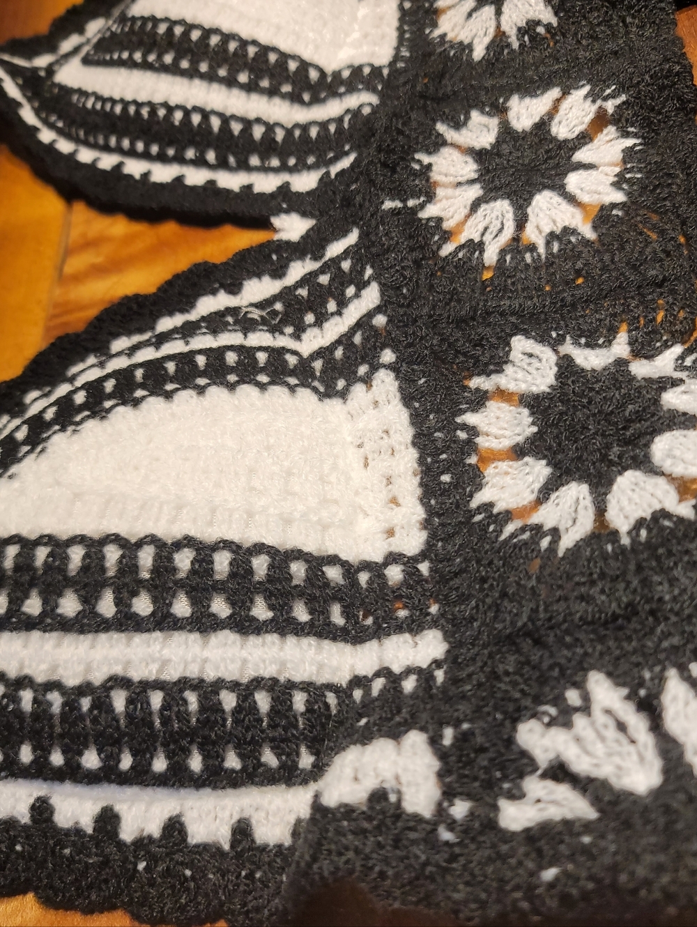 Boho Black & White Crochet Halter Top - Picture 2 of 5